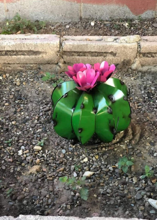 Metal Bisnaga Cactus - Garden Art - Metal Cactus Yard Art