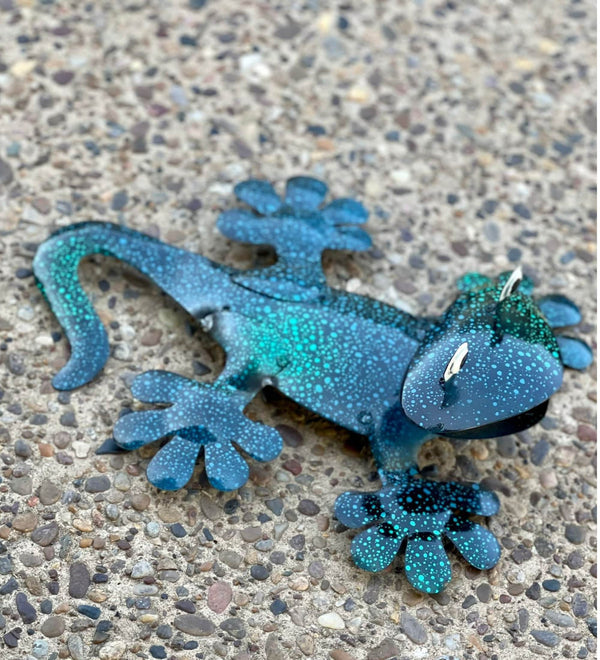 Blue Gecko Metal Art  Fence art- Father's Day Gift- Gift for Dad